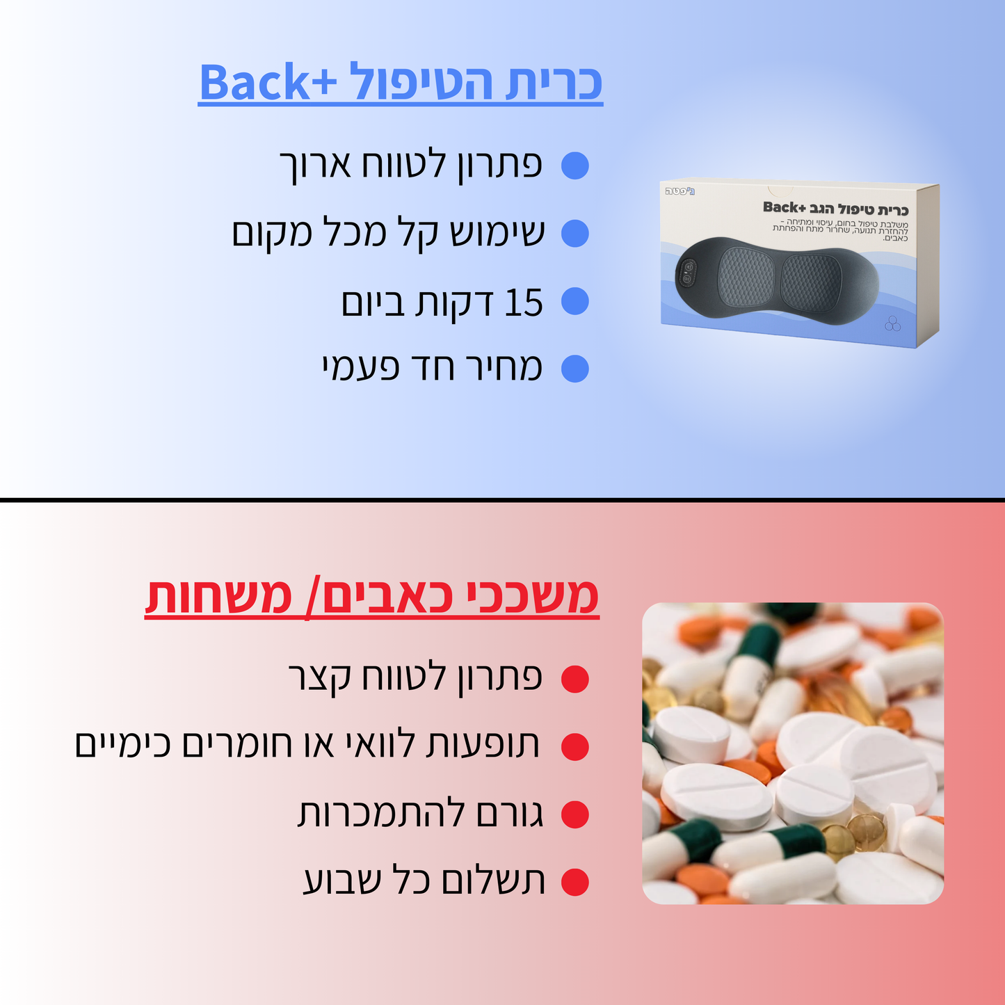 כרית טיפול הגב Back+