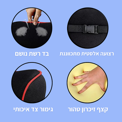כרית רכב אורטופדית לתמיכה בצוואר ובגב - ג'פטה